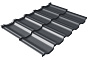 Модульная металлочерепица Grand Line Kvinta Uno с 3D-резом Rooftop Matt RAL 7024 мокрый асфальт