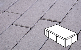 Плитка тротуарная Готика Profi, Брусчатка, белый, частичный прокрас, б/ц, 200*100*80 мм