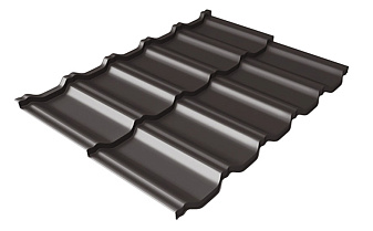 Модульная металлочерепица Grand Line Kvinta Uno с 3D-резом Rooftop Matt RR 32 темно-коричневый